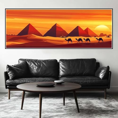 Malen Nach Zahlen Pyramide Malen Nach Zahlen Erwachsene Sonnenuntergang, 85x255 cm XXL Groß Acrylfarben Ölgemälde, DIY Malen Nach Zahlen Kinder Anfänger Bastelset für Wand Dekor (Ohne Rahmen) -H488 von Kggyele