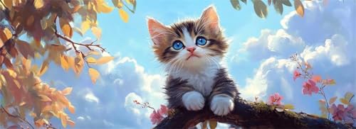 Malen Nach Zahlen Süß Malen Nach Zahlen Erwachsene Katze, 25x75 cm XXL Groß Acrylfarben Ölgemälde, DIY Malen Nach Zahlen Kinder Anfänger Paint by Numbers Adult Set für Wand Dekor (Ohne Rahmen) -H600 von Kggyele