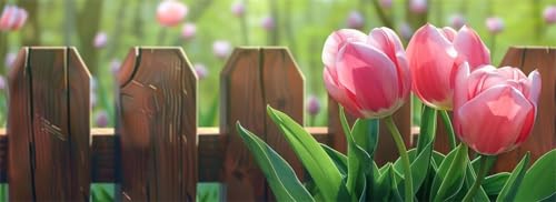 Malen Nach Zahlen Zaun Malen Nach Zahlen Erwachsene Tulpe, 85x255 cm XXL Groß Acrylfarben Ölgemälde, DIY Malen Nach Zahlen Kinder Anfänger Paint by Numbers Set für Wand Dekor (Ohne Rahmen) -H604 von Kggyele