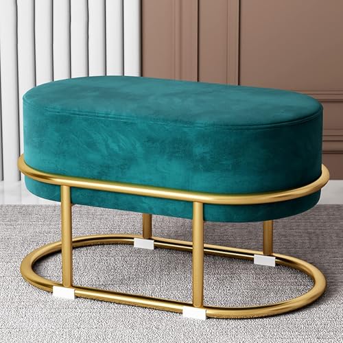 Ottomanischer Schminkhocker Aus Samt, Moderner Kleiner Schminkhocker Mit Fußstütze Und Goldenen Metallbeinen, Gepolsterter, Gemütlicher Schminkstuhl Für Schminkzimmer, Wohnzimmer, Heimdekoration,G Ottomanischer Schminkhocker Aus Samt, Moderner Kleiner Schminkhocker Mit Fußstütze Und Goldenen Metallbeinen, Gepolsterter, Gemütlicher Schminkstuhl Für Schminkzimmer, Wohnzimmer, Heimdekoration,G von KHUKHU