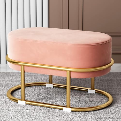 Ottomanischer Schminkhocker Aus Samt, Moderner Kleiner Schminkhocker Mit Fußstütze Und Goldenen Metallbeinen, Gepolsterter, Gemütlicher Schminkstuhl Für Schminkzimmer, Wohnzimmer, Heimdekoration,E Ottomanischer Schminkhocker Aus Samt, Moderner Kleiner Schminkhocker Mit Fußstütze Und Goldenen Metallbeinen, Gepolsterter, Gemütlicher Schminkstuhl Für Schminkzimmer, Wohnzimmer, Heimdekoration,E von KhUkhu
