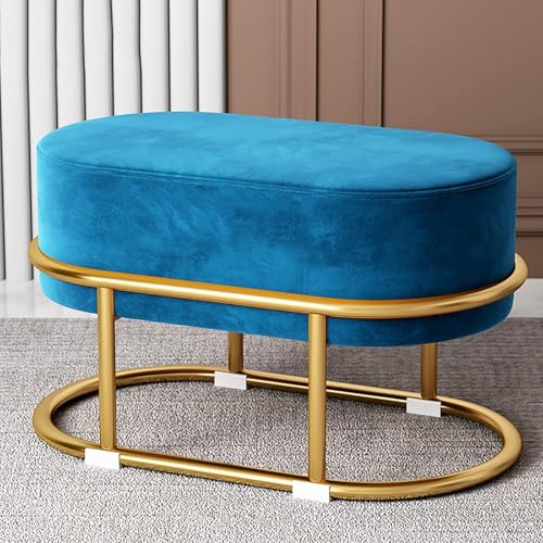 Ottomanischer Schminkhocker Aus Samt, Moderner Kleiner Schminkhocker Mit Fußstütze Und Goldenen Metallbeinen, Gepolsterter, Gemütlicher Schminkstuhl Für Schminkzimmer, Wohnzimmer, Heimdekoration,B Ottomanischer Schminkhocker Aus Samt, Moderner Kleiner Schminkhocker Mit Fußstütze Und Goldenen Metallbeinen, Gepolsterter, Gemütlicher Schminkstuhl Für Schminkzimmer, Wohnzimmer, Heimdekoration,B von KHUKHU