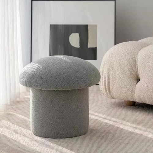 Runder Hocker, Pilzhocker Aus Lammwolle, Hocker Aus Massivem Holz, Weicher Fußstützenhocker Für Wohnzimmer, Schlafzimmer, Arbeitszimmer, Küche, Balkon,Grau,Small Runder Hocker, Pilzhocker Aus Lammwolle, Hocker Aus Massivem Holz, Weicher Fußstützenhocker Für Wohnzimmer, Schlafzimmer, Arbeitszimmer, Küche, Balkon,Grau,Small von KhUkhu