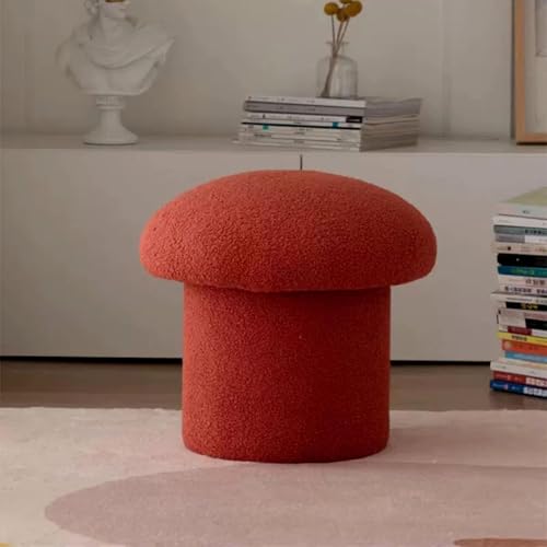 Runder Hocker, Pilzhocker Aus Lammwolle, Hocker Aus Massivem Holz, Weicher Fußstützenhocker Für Wohnzimmer, Schlafzimmer, Arbeitszimmer, Küche, Balkon,Rot,Small Runder Hocker, Pilzhocker Aus Lammwolle, Hocker Aus Massivem Holz, Weicher Fußstützenhocker Für Wohnzimmer, Schlafzimmer, Arbeitszimmer, Küche, Balkon,Rot,Small von KHUKHU