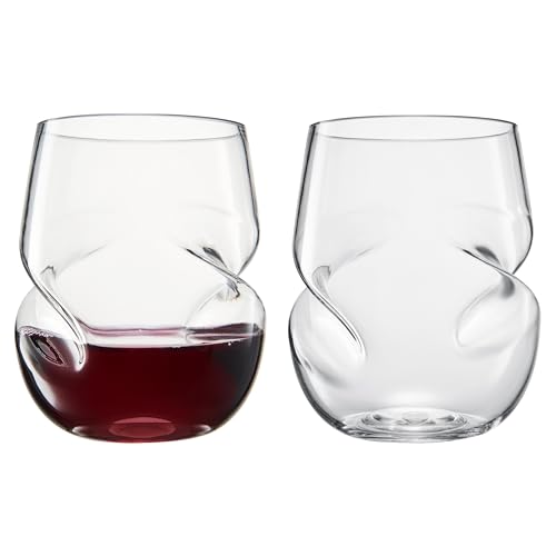 Khen Unzerbrechliche Weingläser ohne Stiel – europäisches Tritan-Kunststoff-Weinglas-Set mit Fingereinkerbungen – Set mit 57 ml – 370 ml Klarglas – Acryl, wiederverwendbar, BPA-frei, natürlich von Khen