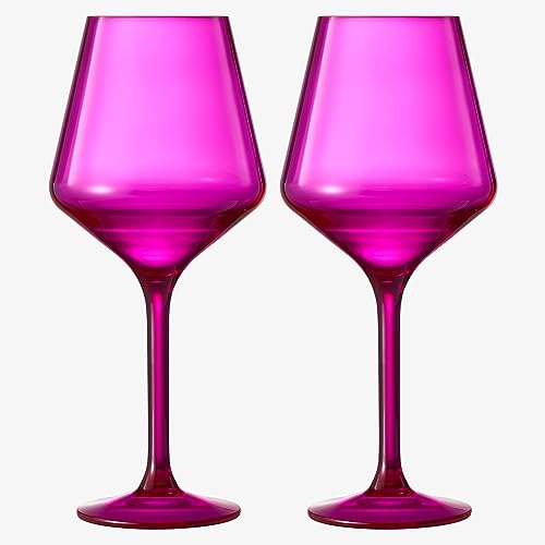 Unzerbrechliche Hot Pink Weingläser, schwimmend, Tritan-Trinkgeschirr, unzerbrechliches Magenta und Blush Pink, klassische Gläser, bruchsicherer BPA-freier Kunststoff, Rot und Weiß, 425 ml, 2 Stück von Khen