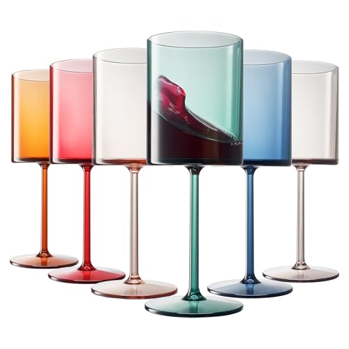 Unzerbrechliche quadratische Tritan-Acryl-Weingläser mit Stiel, europäischer Stil, 100 % US-Trinkgeschirr, 400 ml, spülmaschinenfest, gedeckte Farbe, bruchsicherer, BPA-freier Kunststoff, von Khen