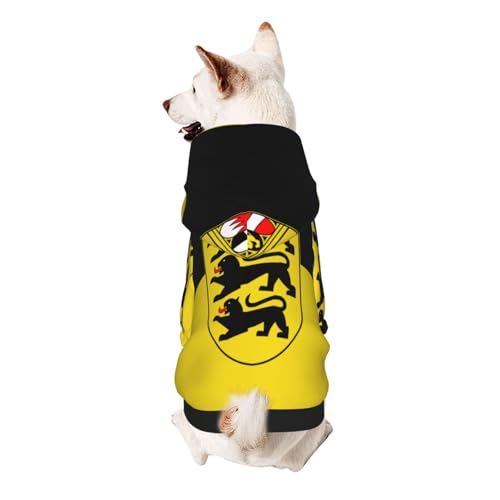Flagge des Landes Baden-Württemberg Hunde-Kapuzenpullover für kleine, weiche, atmungsaktive Haustierkleidung für kleine Hunde von Khkbnb