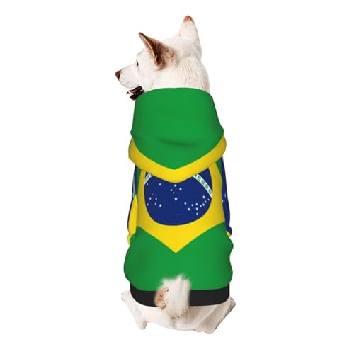 Hunde-Kapuzenpullover mit brasilianischer Flagge, weich, atmungsaktiv, Haustierkleidung für kleine von Khkbnb