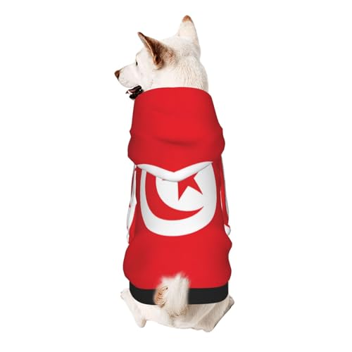 Hunde-Kapuzenpullover mit tunesischer Flagge, weich, atmungsaktiv, Haustierkleidung für kleine von Khkbnb