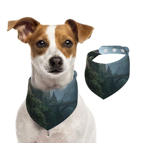 Hundehalstuch, Motiv: Schloss in den Bergen, verstellbar für Jungen und Mädchen, geeignet für Katzen und Hunde, Haustierzubehör Hundehalstuch, Motiv: Schloss in den Bergen, verstellbar für Jungen und Mädchen, geeignet für Katzen und Hunde, Haustierzubehör von Khkbnb