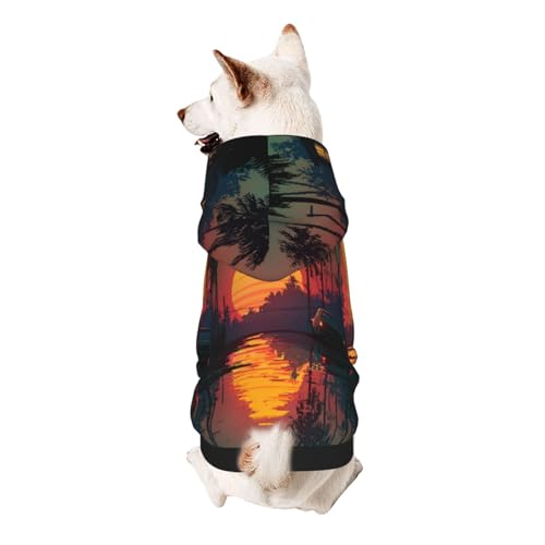 Sunset Glow Hunde-Kapuzenpullover für kleine, weiche, atmungsaktive Haustierkleidung für kleine von Khkbnb