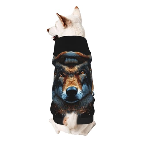 Wolfskopf Hunde-Kapuzenpullover für kleine, weiche, atmungsaktive Haustierkleidung für kleine von Khkbnb