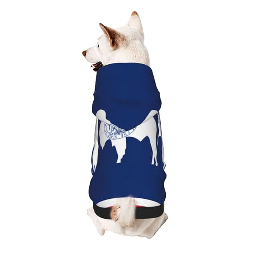 Wyoming Hunde-Kapuzenpullover mit Staatsflagge, weich, atmungsaktiv, Haustierkleidung für kleine von Khkbnb