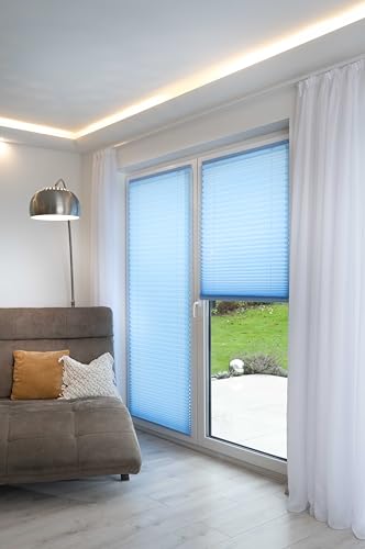 K-Home® Klebe-Plissee Iceblau Lichtschutz B100 x H130 cm von Khome