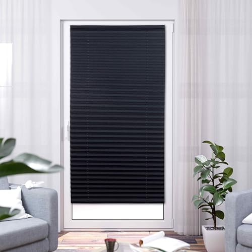 K-Home® Klebe-Plissee Schwarz Lichtschutz B40 x H210 cm von Khome