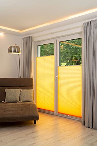 K-Home Klemmfix-Plissee gelb Lichtschutz Moderne Crushed Optik 95 x 210 (B x L) von Khome