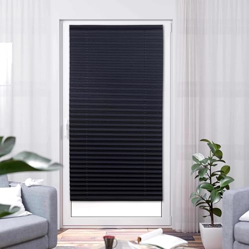 K-Home® Klebe-Plissee Schwarz Lichtschutz B70 x H210 cm von Khome