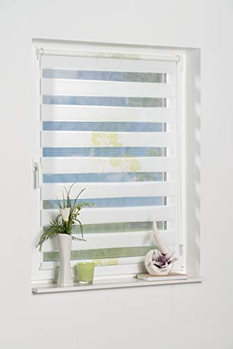 K-Home Klemmfix Doppelrollo Denia ohne Bohren Grün 35 x 150 cm (B x L) Design:Blume von Khome