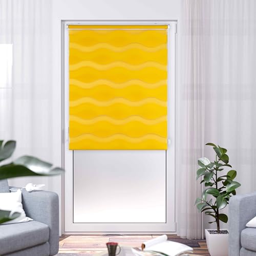 K-Home Klemmfix Doppelrollo Welle ohne Bohren - Gelb 80 cm x 200 cm (B x L) von Khome