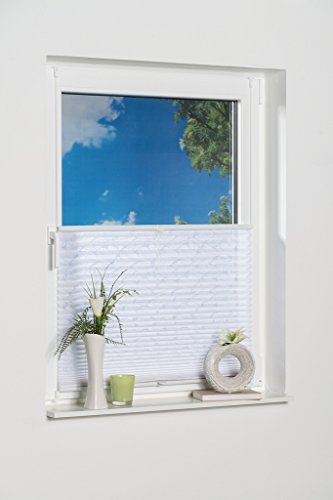 K-Home Klemmfix-Plissee, Ausbrenner Stoff, weiß, 115 x 130 cm (B x L) von Khome