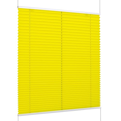 K-Home Klemmfix-Plissee Florida Gelb 60 x 210 cm (B x L) einzigartiges Design mit bezauberndem Lichteffekt von Khome