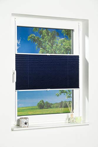 K-Home® Klemmfix-Plissee Blau B40 x H210 cm Lichtschutz +++ Moderne Crushed Optik +++ von Khome