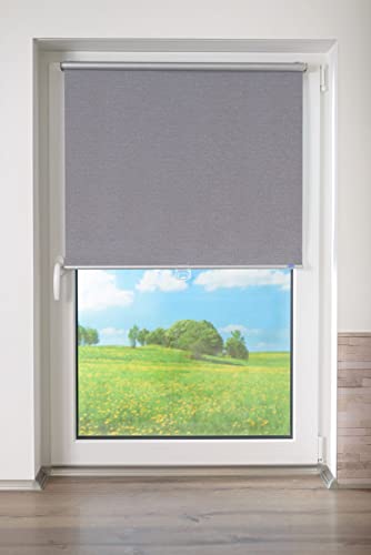 K-home® Thermo Springrollo/Mittelzugrollo mit modernen Struktur Stoff Basalt B75 x H150 cm von Khome