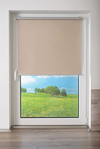 K-home® Thermo Springrollo/Mittelzugrollo mit modernen Struktur Stoff Sahara B105 x H150 cm von Khome