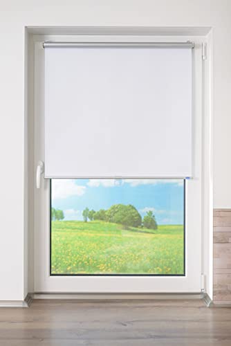K-home® Thermo Springrollo/Mittelzugrollo mit modernen Struktur Stoff Weiß B95 x H150 cm von Khome