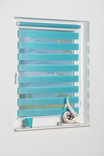 K-home Klemmfix Doppelrollo Andorra ohne Bohren Iceblau 70 x 150 cm (B x L) von Khome
