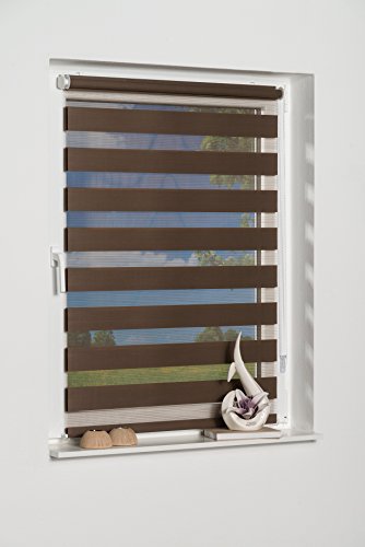 K-home Klemmfix Doppelrollo Andorra ohne Bohren Mokka 90 x 150 cm (B x L) von Khome
