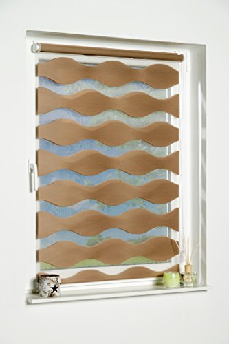 K-home Klemmfix Doppelrollo "Welle" ohne Bohren - Taupe 110 cm x 150 cm (B x L) von Khome