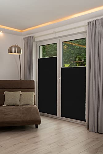 K-home Klemmfix-Plissee 110 x 130 cm (B x L) Anthrazit Lichtschutz +++ Moderne Crushed Optik +++ von Khome