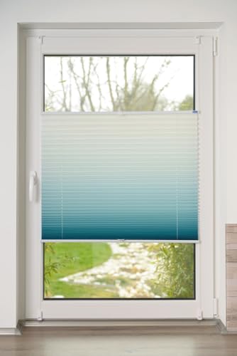 K-home® Klemmfix-Plissee Farbverlauf Petrol B95 x H210 cm von Khome