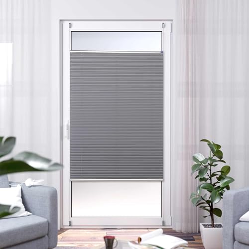 Plissee Thermo ELSA von K-home B70 x H210 cm +++Verdunklung+++, Grau/Silberne Rückseite von Khome