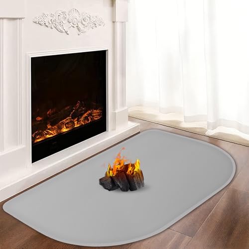 Feuerfeste Kaminmatte, 80 x 50 cm Feuerfeste Unterlage, Funkenschutzplatte für Kaminofen, Feuerfeste Bodenschutzmatte für Kamine Bodenblech, Zum Schutz des Bodens Vor Funken, Grau von Khongoo