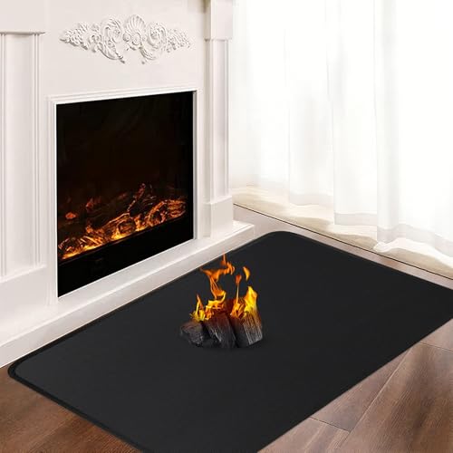 Feuerfeste Unterlage, 80 x 50 cm Feuerfeste Matte für Kaminofen, Funkenschutzplatte Kaminofen Unterlage, Feuerfeste Bodenschutzmatte für Kamine Bodenblech, Zum Schutz des Bodens Vor Funken, Schwarz Feuerfeste Unterlage, 80 x 50 cm Feuerfeste Matte für Kaminofen, Funkenschutzplatte Kaminofen Unterlage, Feuerfeste Bodenschutzmatte für Kamine Bodenblech, Zum Schutz des Bodens Vor Funken, Schwarz von Khongoo