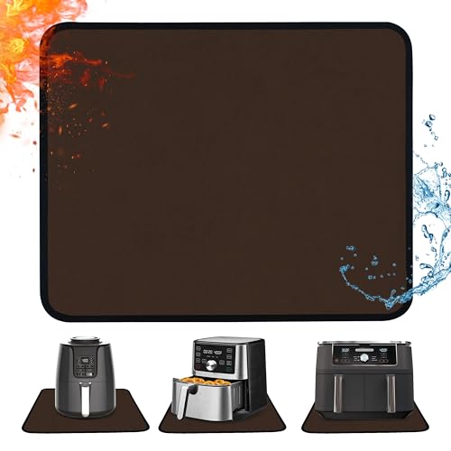 Khongoo Feuerfeste Unterlage 30 x 45cm-1mm, Hitzeschutzmatte für Luftfritteuse, Hitzebeständige Unterlage für Küchenarbeitsplatten, Öl- und Wasserabweisend Sowie leicht zu reinigen, Braun, 1Stück von Khongoo