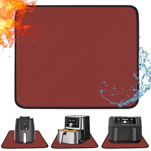 Khongoo Feuerfeste Unterlage 30 x 45cm-1mm, Hitzeschutzmatte für Luftfritteuse, Hitzebeständige Unterlage für Küchenarbeitsplatten, Öl- und Wasserabweisend Sowie leicht zu reinigen, Rot, 1Stück von Khongoo