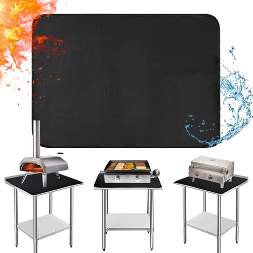 Khongoo Feuerfeste Unterlage Grill, Hitzeschutzmatte für Holzkohle und Gasgrill zum Schutz von Tischen im Freien Feuerfeste Matte, Leicht zu Reinigende Hitzebeständige Unterlage, (Schwarz, 60x80cm) von Khongoo