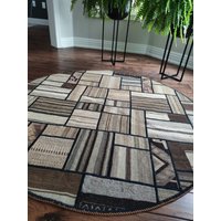 58 Antique Distressed Persian Rug, Morocco Bedroom Aztec Sheepskin Indoor Deco -Handmade, Small Circle Rug von KhorasanRug