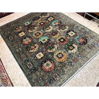 8x11 Area Rug, Quilted, Neutral Oriental Sumak Patio Braided Rugs, Blanket, Decorative Moroccan Crafts For Adults von KhorasanRug