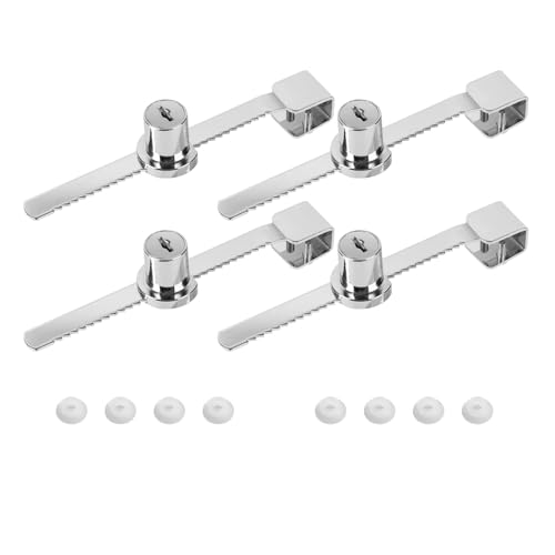 Vitrinenschloss, 4 Stück Vitrinenschloß Glastürschloss für Schiebetüren aus 5 bis 8 mm dickem Glas ohne Bohren, Schloss für Schiebetüren aus Glas für Haus und Geschäft von Khvaeif
