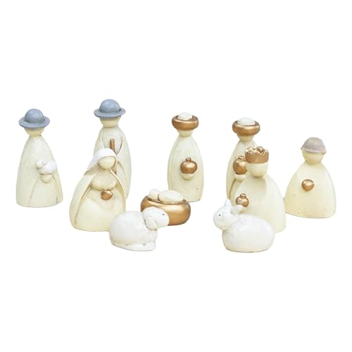 KiBcsLic 10 Stück Krippenfiguren Als Geburt Jesu Szene Religiöses Dekor Statuen Handwerkskunst Handgefertigtes Harzornament für Bücherregal Kaminsims Und Büro, Multi KiBcsLic 10 Stück Krippenfiguren Als Geburt Jesu Szene Religiöses Dekor Statuen Handwerkskunst Handgefertigtes Harzornament für Bücherregal Kaminsims Und Büro, Multi von KiBcsLic