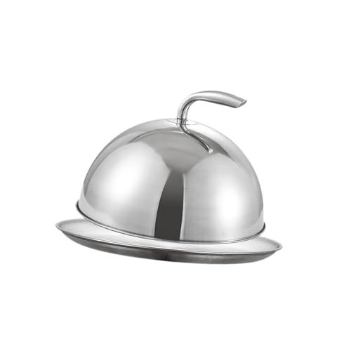 KiBcsLic 2 Stücke Abdeckhaube Servierplatte Burgerhaube Bratglocke Und Speisehaube für Gleichmäßige Hitzeverteilung Und Saftige Ergebnisse für Die Tägliche Nu, Deckel 28cm Teller 30cm von KiBcsLic