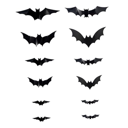 KiBcsLic 24 Stück Fledermaus Wandaufkleber 3D Halloween Bats PET Aufkleber Wandtattoos Selbstklebende Dekoration für Wohnzimmer Schlafzimmer Badezimmer, 12 StÜcke KiBcsLic 24 Stück Fledermaus Wandaufkleber 3D Halloween Bats PET Aufkleber Wandtattoos Selbstklebende Dekoration für Wohnzimmer Schlafzimmer Badezimmer, 12 StÜcke von KiBcsLic