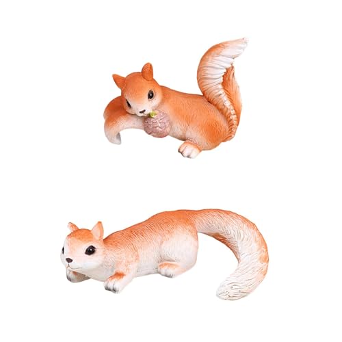 KiBcsLic 2Pcs Miniatur Eichhörnchen Figuren Garten Statuen für Desktop Rasen Im Freien von KiBcsLic