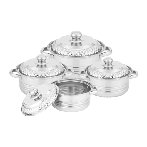 KiBcsLic 4 Stücke Hochwertige Kochtöpfe Aus Edelstahl mit Deckel Und Griffen Ideal für Vielseitige Küchenaufgaben Und Lagerung, Style A KiBcsLic 4 Stücke Hochwertige Kochtöpfe Aus Edelstahl mit Deckel Und Griffen Ideal für Vielseitige Küchenaufgaben Und Lagerung, Style A von KiBcsLic