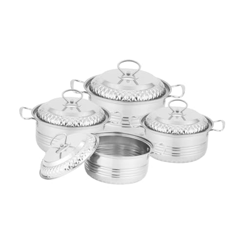 KiBcsLic 4 Stücke Hochwertige Kochtöpfe Aus Edelstahl mit Deckel Und Griffen Ideal für Vielseitige Küchenaufgaben Und Lagerung, Style B KiBcsLic 4 Stücke Hochwertige Kochtöpfe Aus Edelstahl mit Deckel Und Griffen Ideal für Vielseitige Küchenaufgaben Und Lagerung, Style B von KiBcsLic
